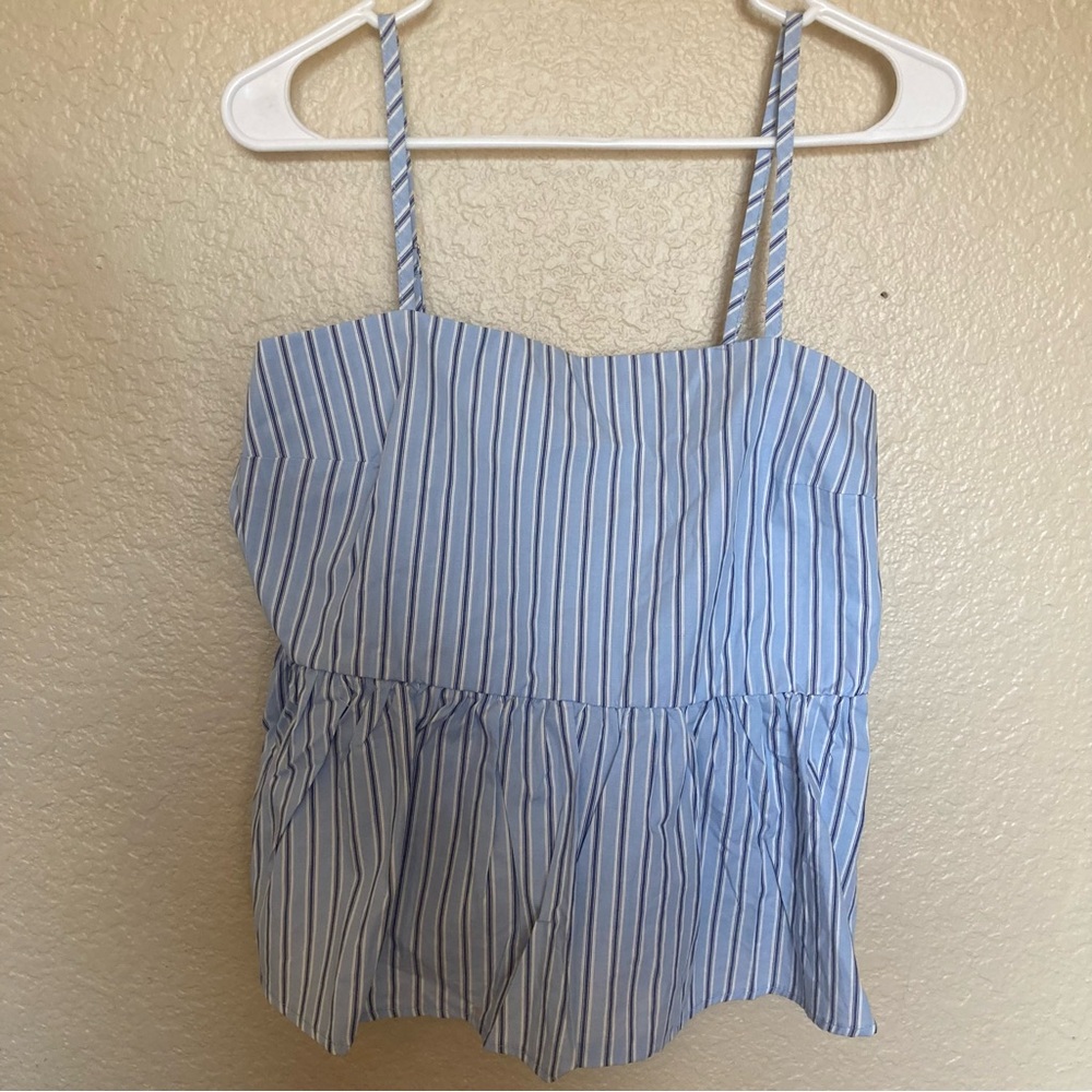 NWT Vigoss Blue Striped Camisole Spaghetti Strap Bow Accent Women’s Size Large